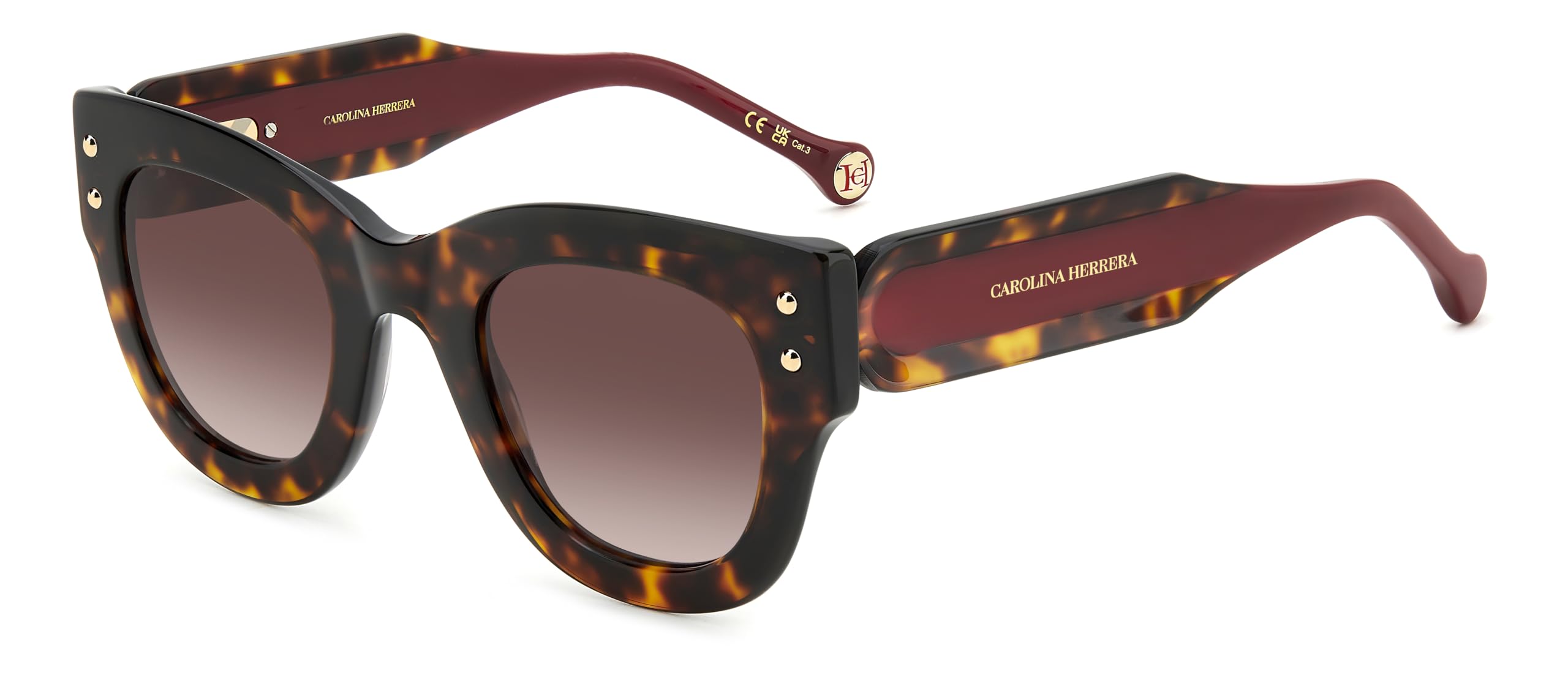 Carolina Herrera Women's Havana Red Gafas - Modelo: Her 0222/S C: Eye Size: 47_Bridge Size: 26 / Polarized: No