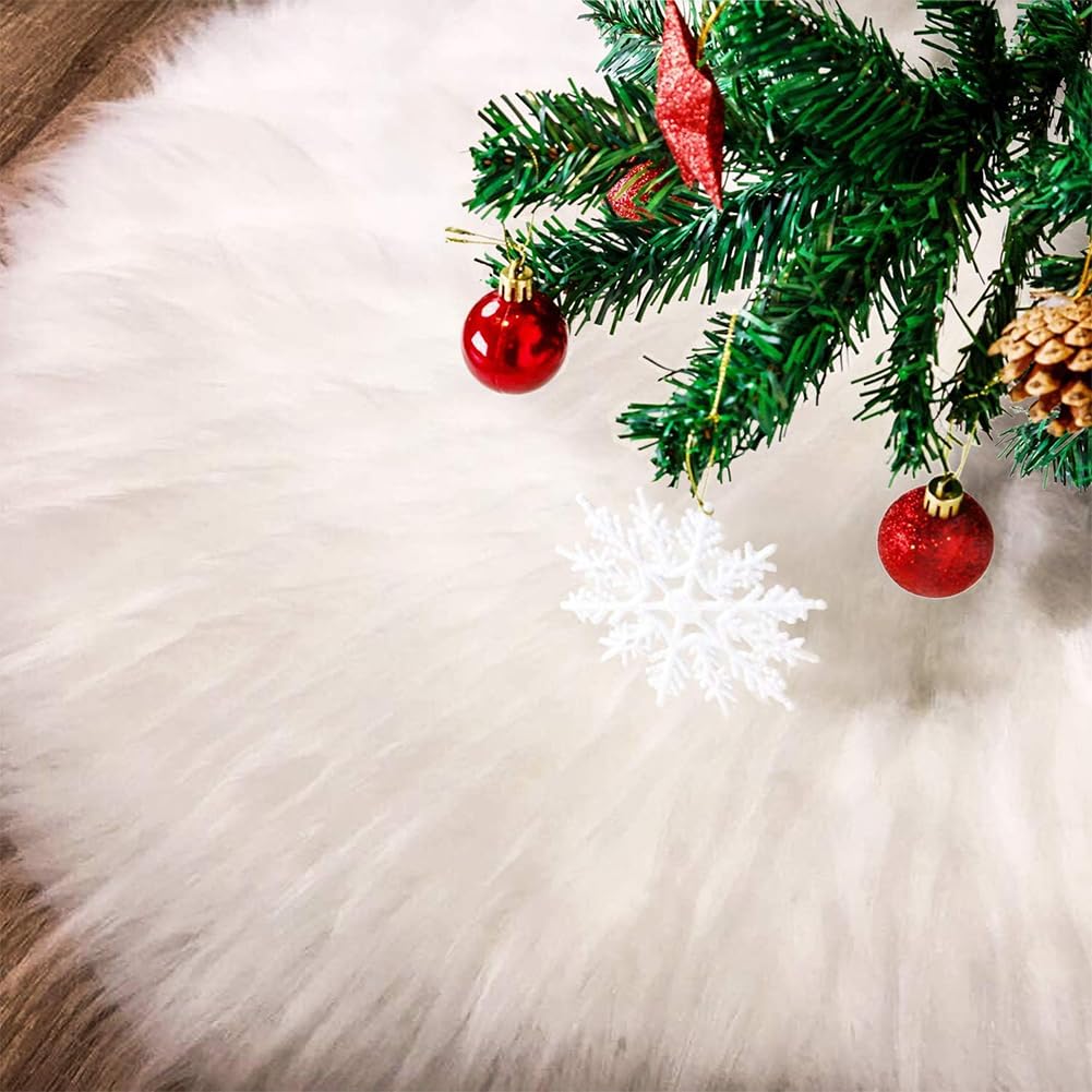 Falda de Árbol de Navidad,Cubre Pie,Alfombra Arbol de Navidad,Alfombra para la Decoración de la Fiesta de Christmas, para Fiesta de Christmas Decoraciones navideñas,Saia Arvore de Natal,78cm,Blanco