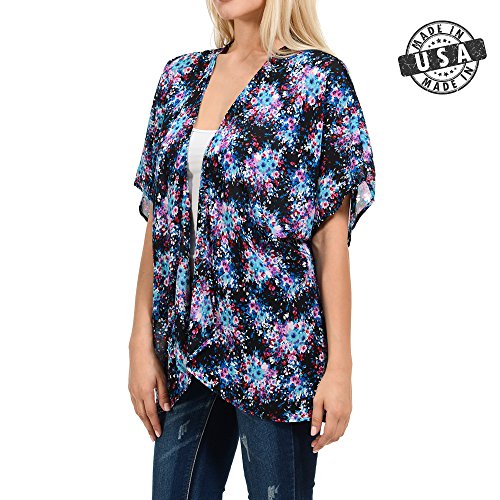 Basico Women's Open Asymmetrical Hem Print Chiffon Vest Cardigan (Large/Xlarge, Cardigan #140) #TOP1