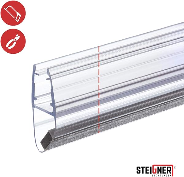 STEIGNER Guarnizione Magnetica doccia, 190cm, per spessore vetro 6/7/ 8mm, Set doppio Guarnizioni doccia 90 Gradi, UKM04, 2 pz. - 3
