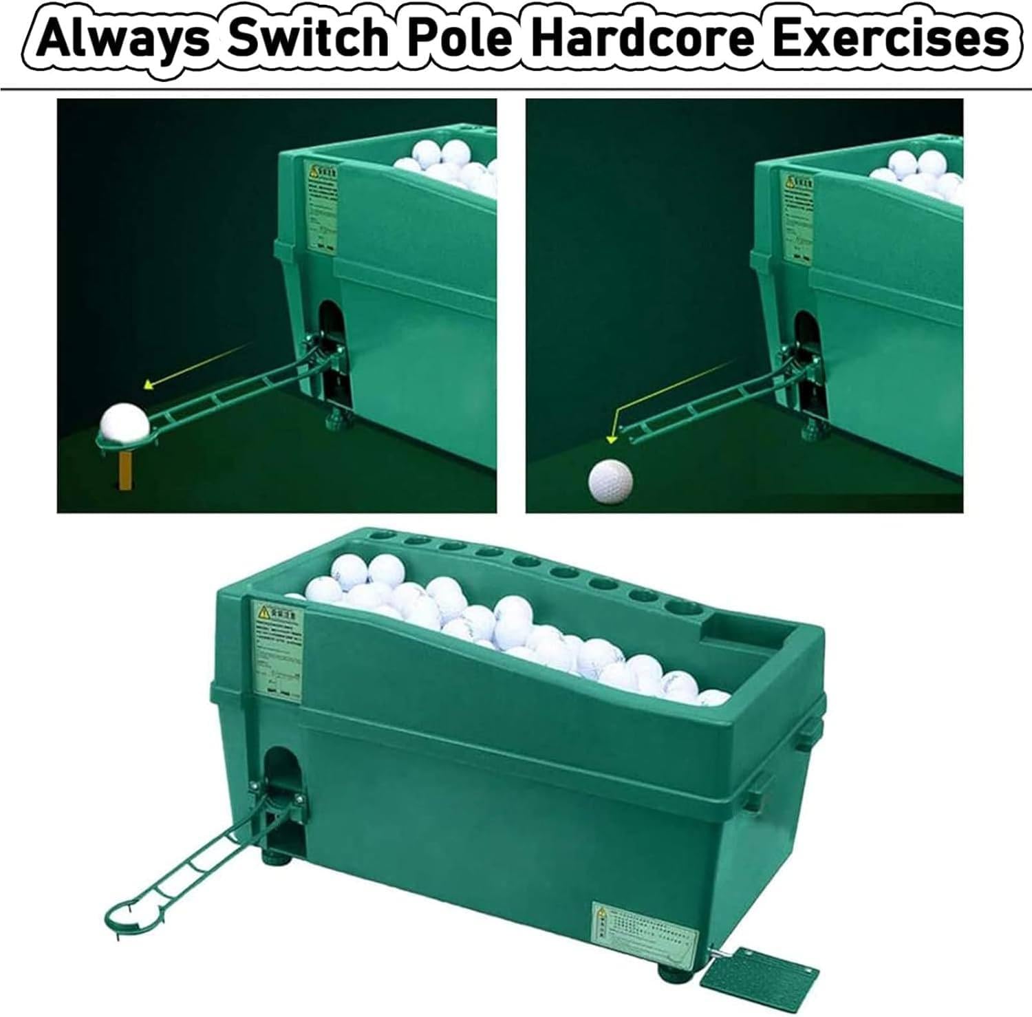 G.olf Ball Dispenser, Automatic Powerless Electricity Tee Up Machine with 9 Club Sockets and Video Rack,2 Ball-Out Modes, Hit Ball Accurately, for Course