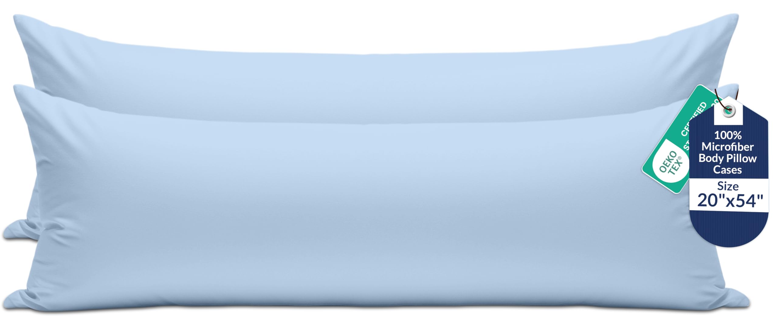 ROYALE LINENS 1800 Body Pillow Cover with Zipper, 20x54 Inches - Lake Blue