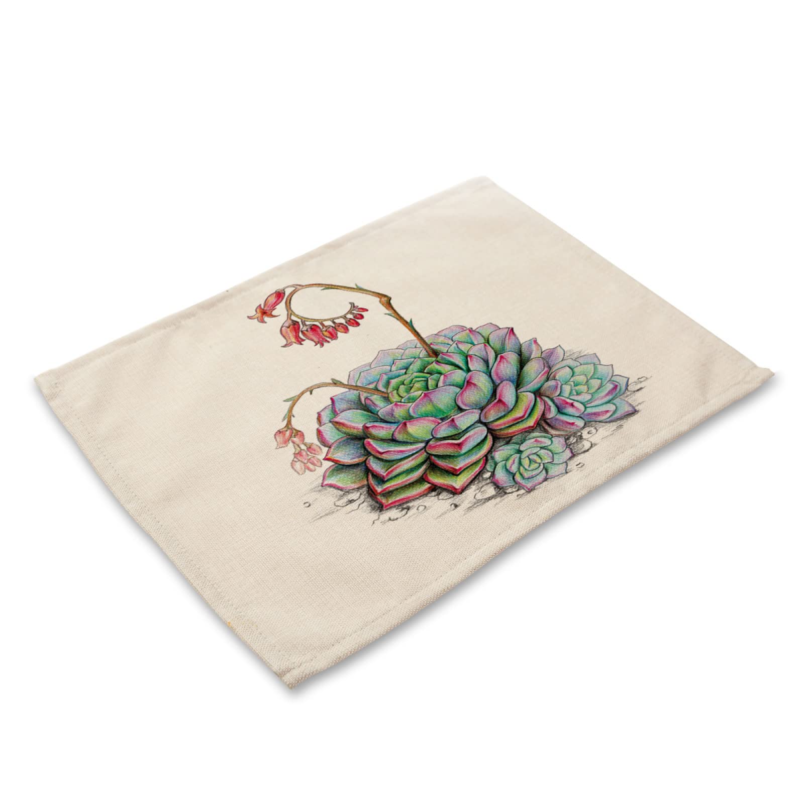 Manteles Individuales Flor Roja Verde Mantel Individual Algodón y Lino Lavable Salvamanteles Individuales Resistente al Calor Bajoplatos Individuales Mesa Tapetes para Mesa 30x45cm 8 Pcs