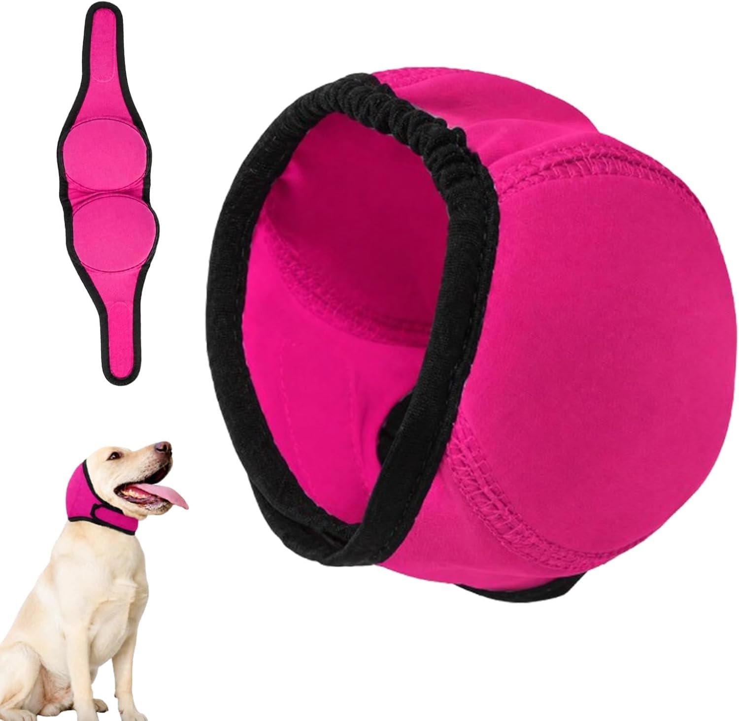 Silent for Dogs No Shake Dog Ear Dog Ear Muffs, Bathing, Noise Anxiety Relief- Elastic Waterproof Ear Protector with Calming Hoodie Design for Grooming/Head Ear Cover (Pink,L)