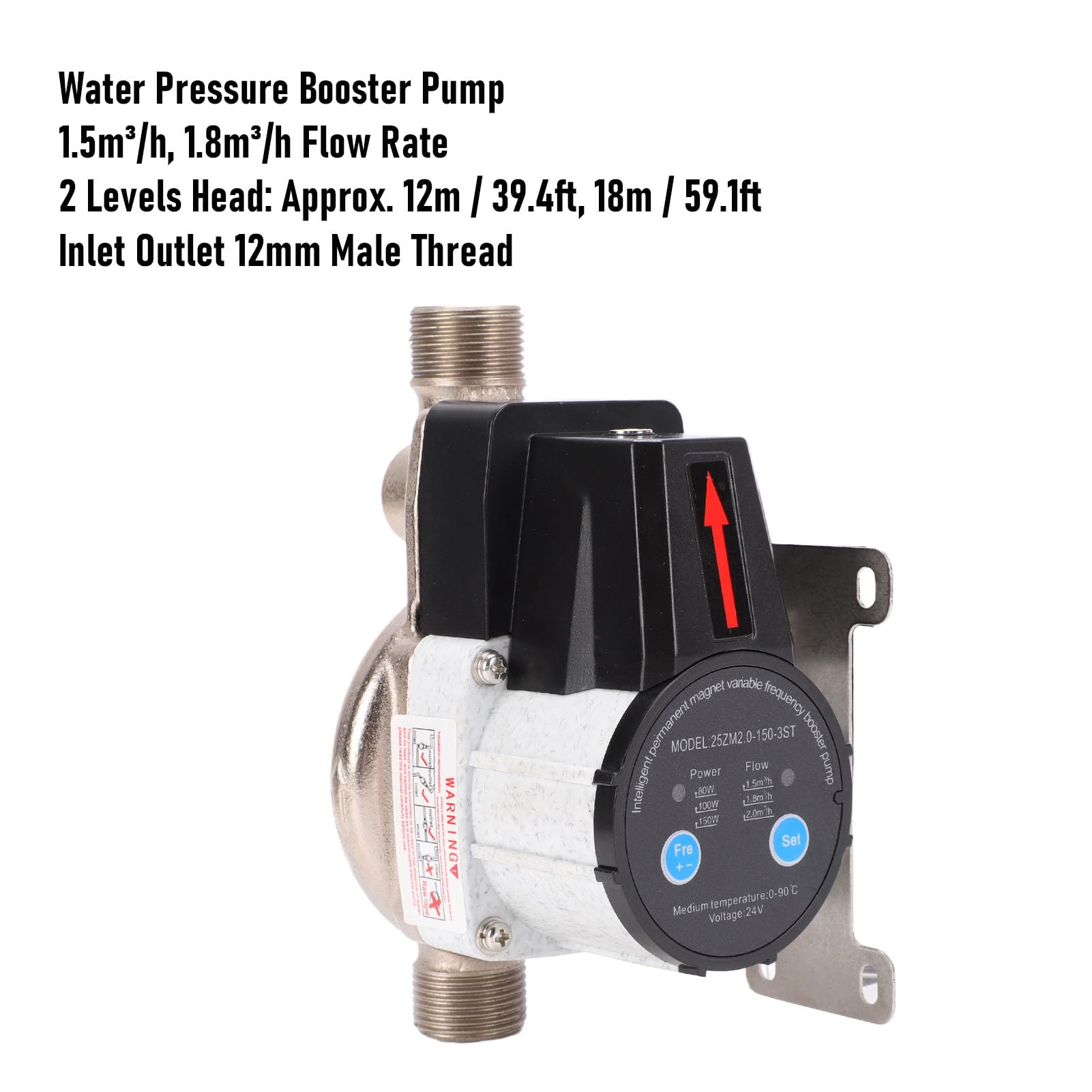 Topiky Pompa Booster Pressione Acqua con Rotore in Ceramica Prestazioni Efficienti e Silenziose per Appartamenti e Case Connessione da 12 Mm (Spina UE 100-240 V)
