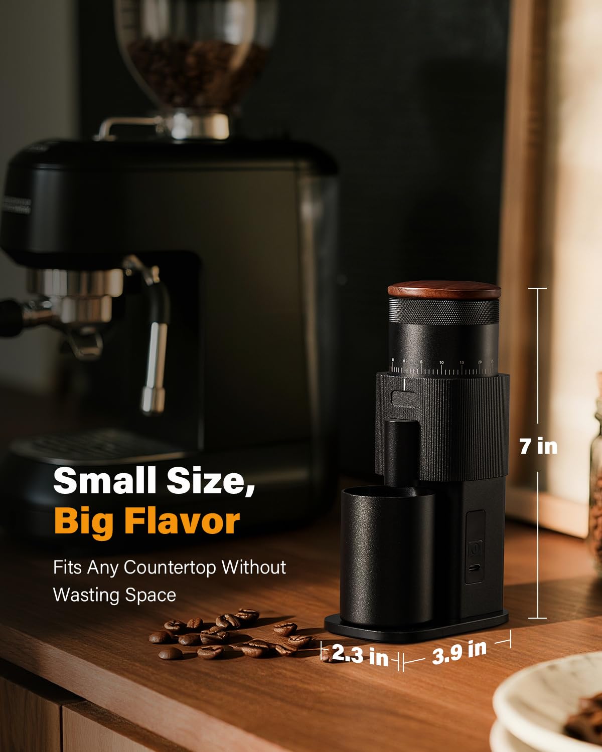 SHARDOR - Molinillo de café monodosis totalmente metálico, motor de CC silencioso, molinillo de café de uso doméstico, molino de café de rebabas, con 80 ajustes y una visualización de alimentación LED