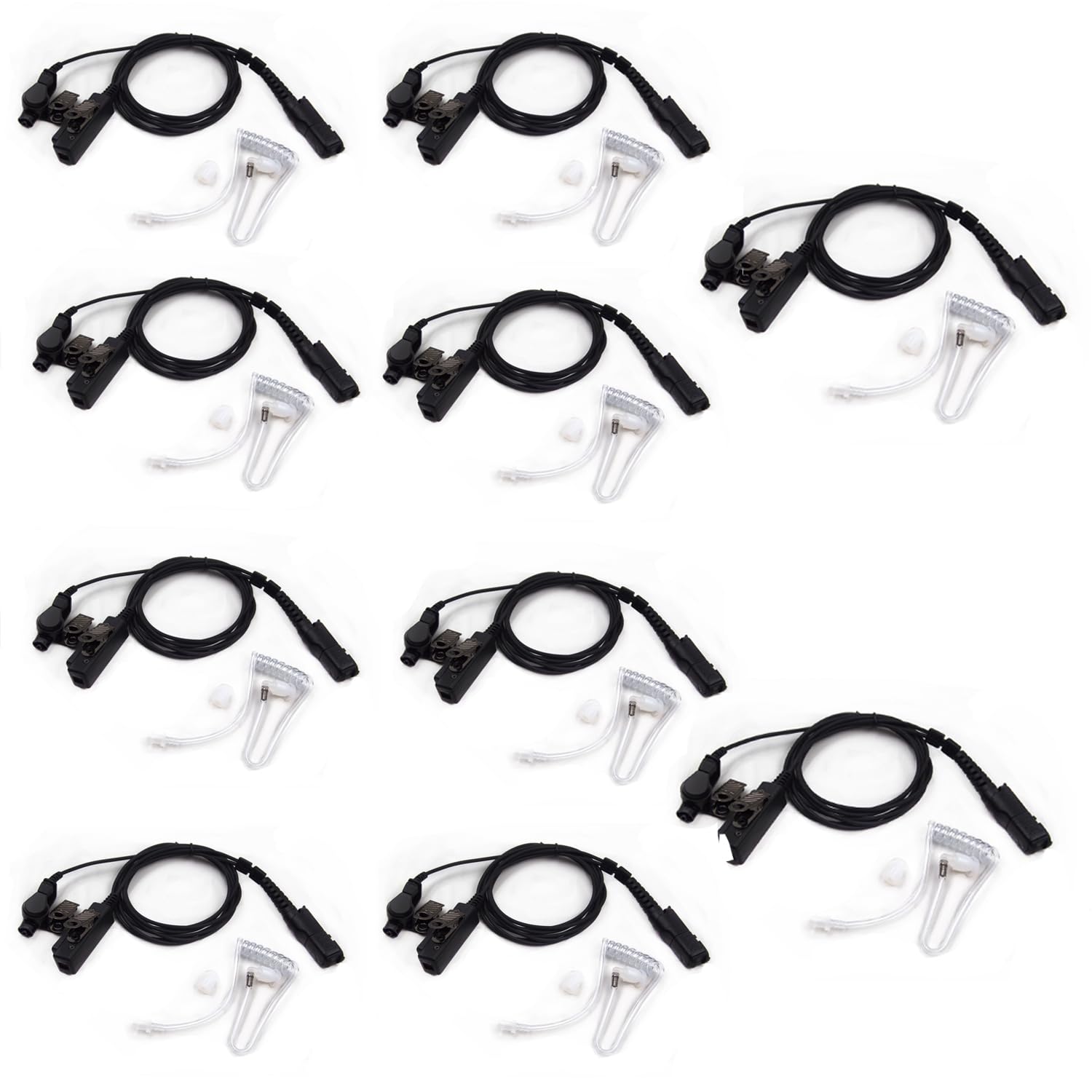 (10-Pack) XPR3300e Earpiece Mic for Motorola XPR3000 XPR3300 XPR3500 XPR3500e XIR P6600 XIR P6620 DP2400 DP2600 Two-Way Radio Walkie Talkie