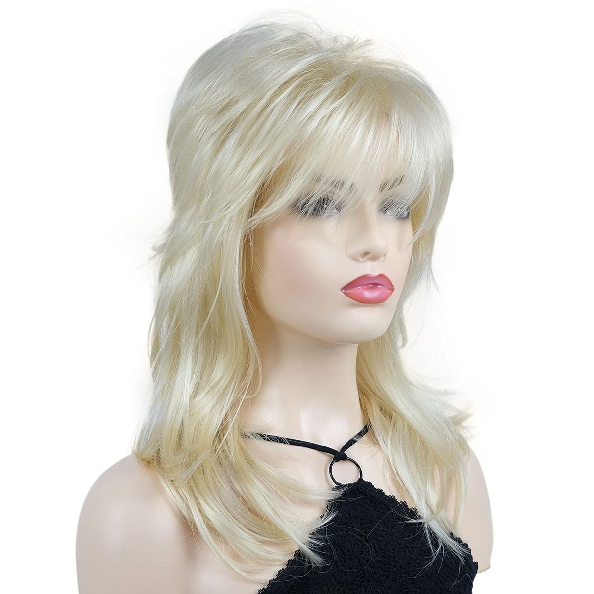 Wiginway Shaggy Layered Wig with Bangs, Shoulder Length Natural Straight Shags Wig, Soft Synthetic Hair, 613 Blonde - Image 3