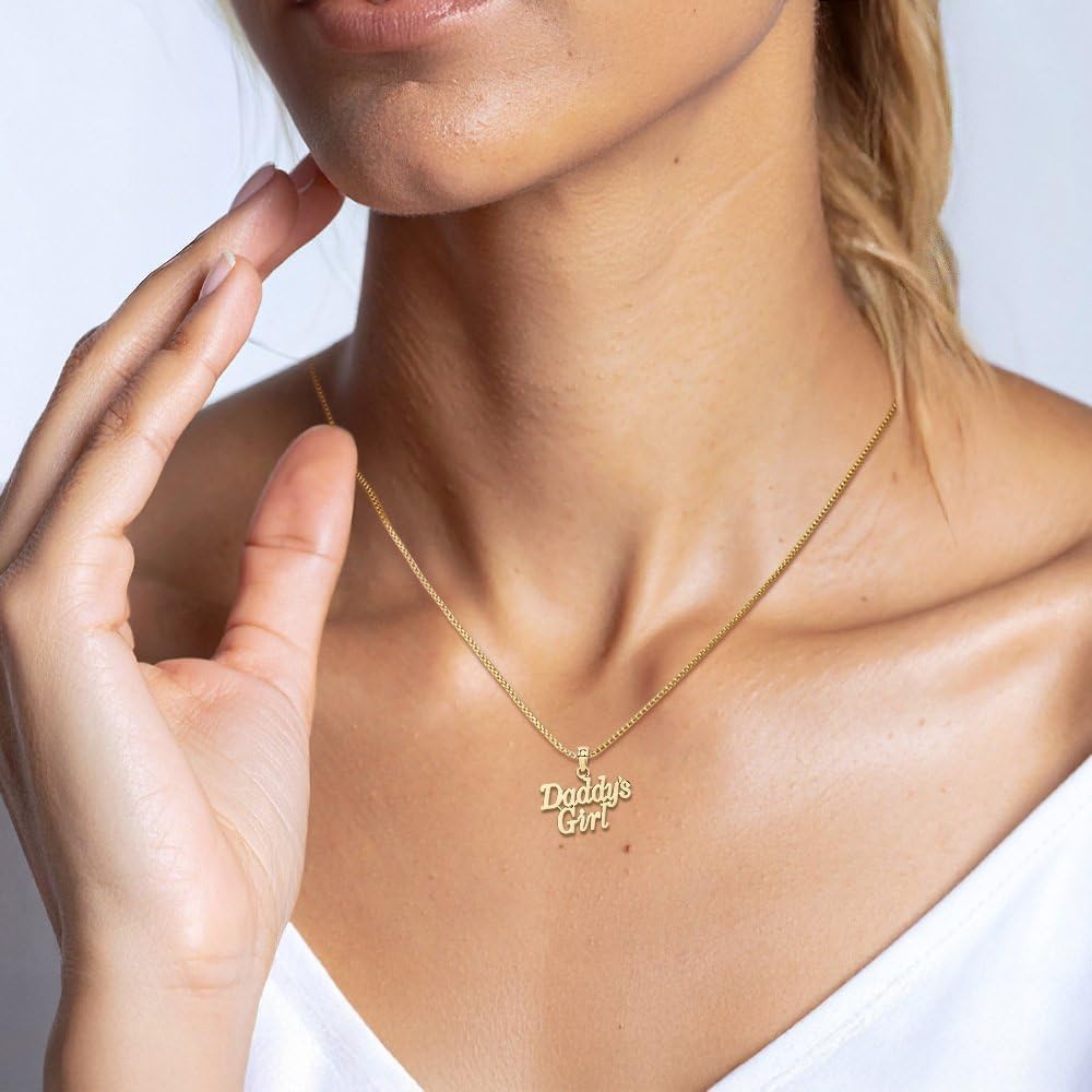 IceCarats 14K Solid Yellow Gold Small Daddys Girl Pendant Necklace 15.2mm 5/8 inch Polished For Her