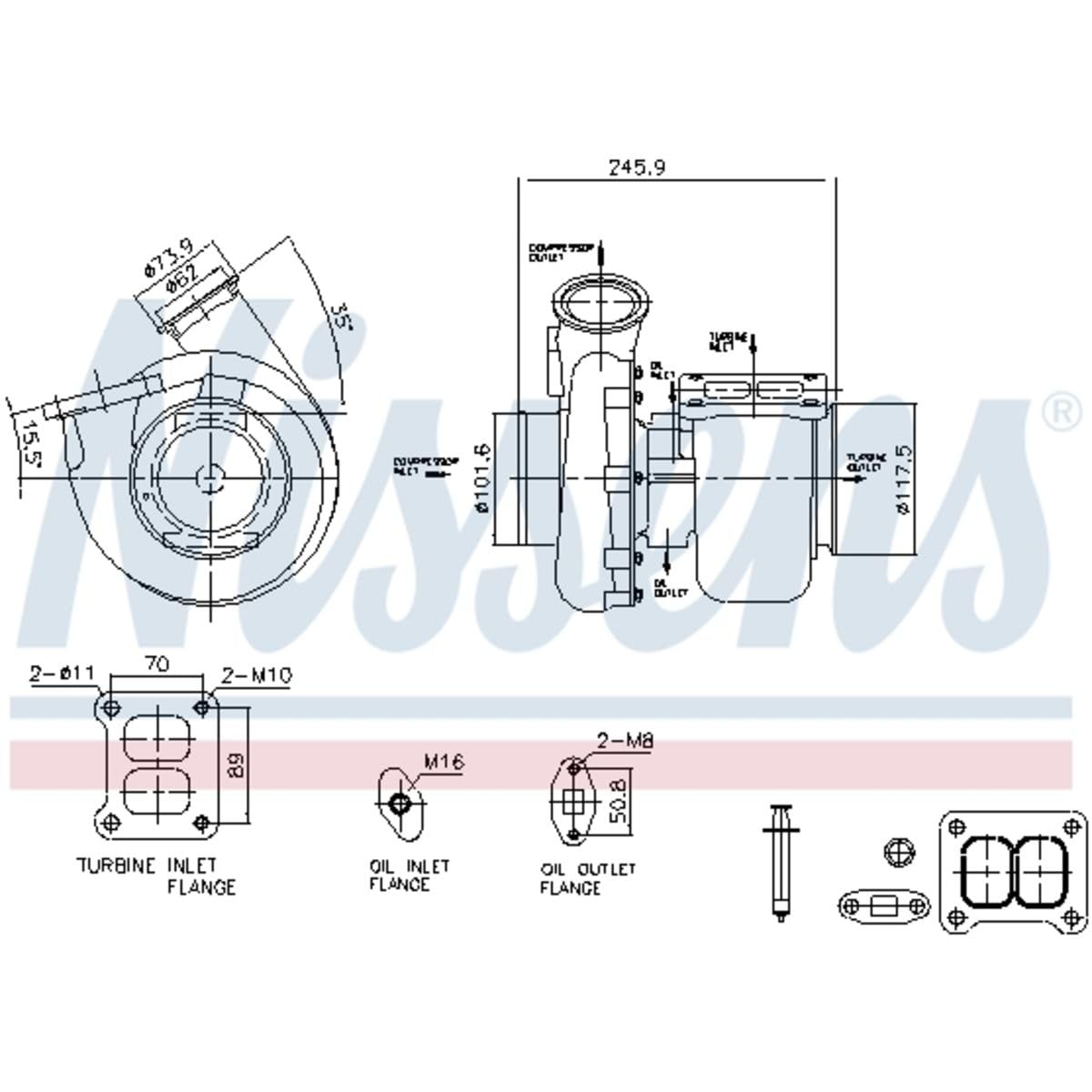 NISSENS Turbina Turbocompressore a gas scarico Compatibilità con SCANIA P,G,R,T - series 93581