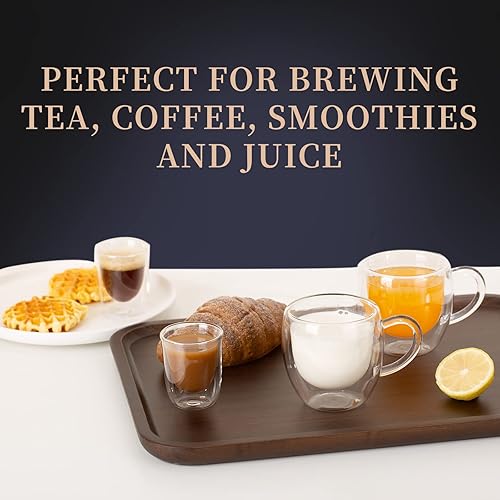 Miniatura 4 de PARACITY Juego de 2 tazas de café de vidrio con aislamiento de doble pared de 5.5 onzas, tazas de capuchino con asa, tazas de café de vidrio