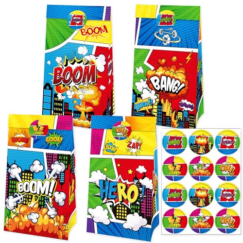 BACH AND BOUJEE 12 unidades bolsas de regalo para fiesta superhéroes accesorios para fiesta decoraciones para fiesta bolsitas de obsequios
