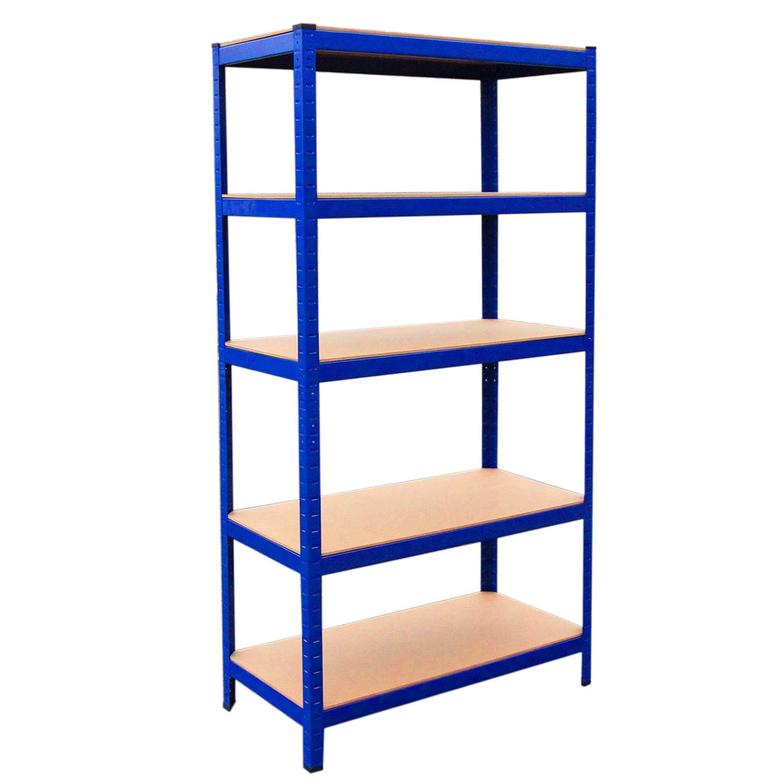 Monster Racking - 4 Scaffali T-Rax & Banco da Lavoro Q-Rax in Acciaio Senza Bulloni Blu tavolo da lavoro Scaffalature per Garages e Magazzino