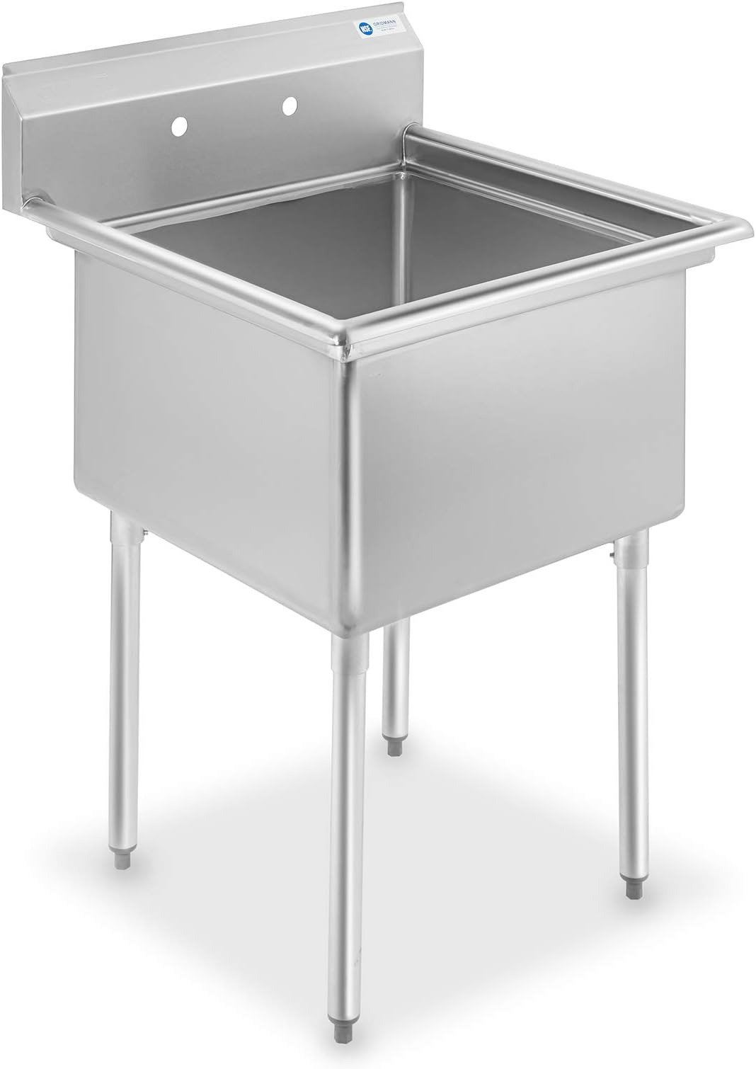 30" Wide Stainless Steel Kitchen Prep & Utility Sink, 1 Compartment NSF Commercial Sink with 24" x 24" Bowl for Restaurant, Laundry, Garage