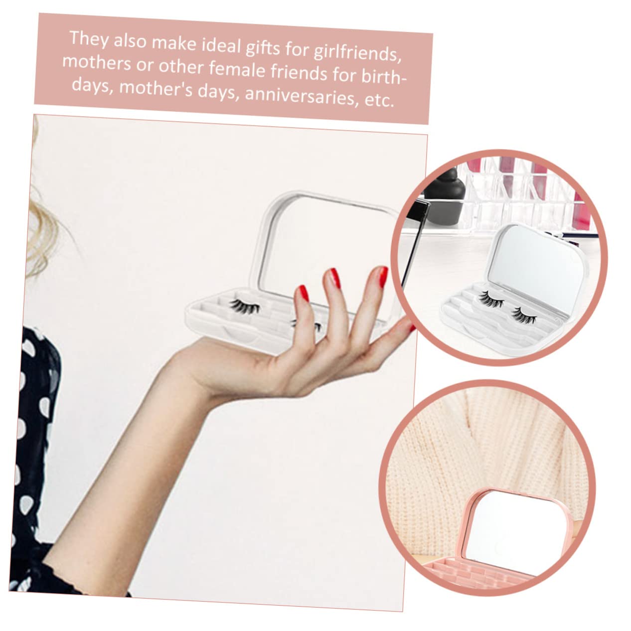 Healeved 6stücke Eyelash Storage Box Für Falsche Wimpern Kompakte Tragbare Aufbewahrungslösung Mit Spiegel Für Unterwegs Sicheren Aufbewahrung Von Wimpern