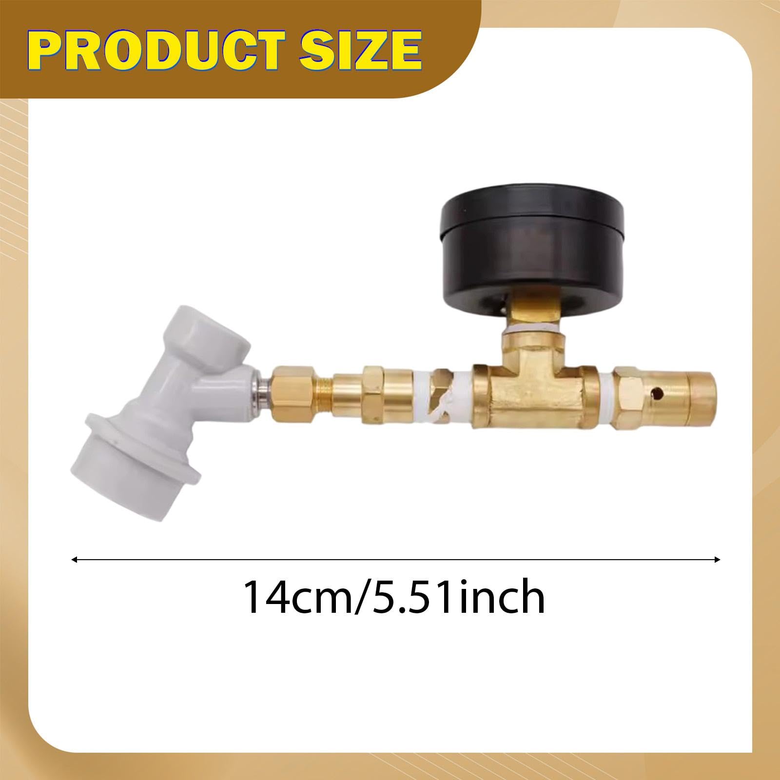 Valvola di Pressione Regolabile per Birra con Attacco Gas Ball Lock Rilevamento Perdite E Manometro Visibile Adatta a Birrifici Fermentazione Domestic, Da 0 a 60 Psi