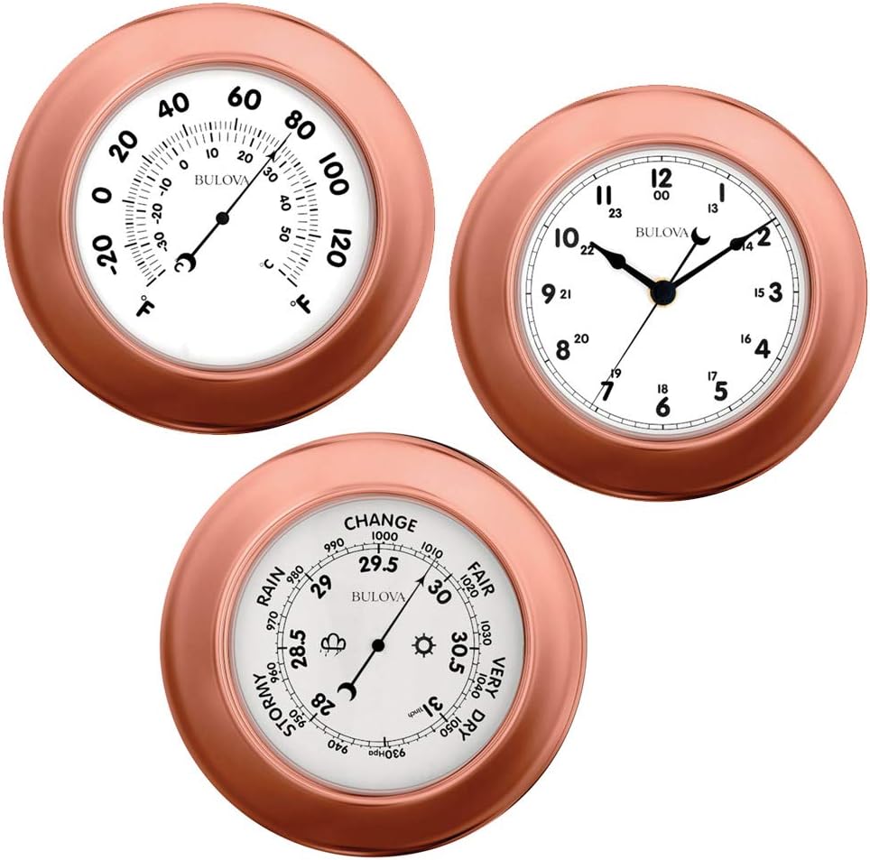Weather Station - Clock, Barometer and Thermometer - 3 Piece Set Bulova C4829
