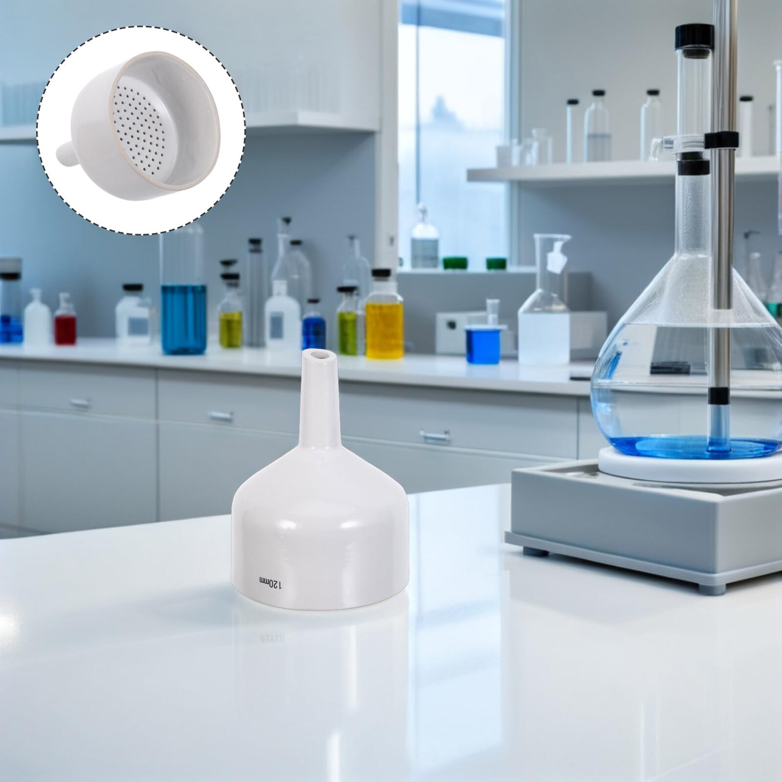 Ipetboom Embudo Buchner de Porcelana para Filtración de Laboratorio Material Químico de Alta Pureza Diseño Optimizado para Flujo Multifuncional para Cocina y Laboratorio