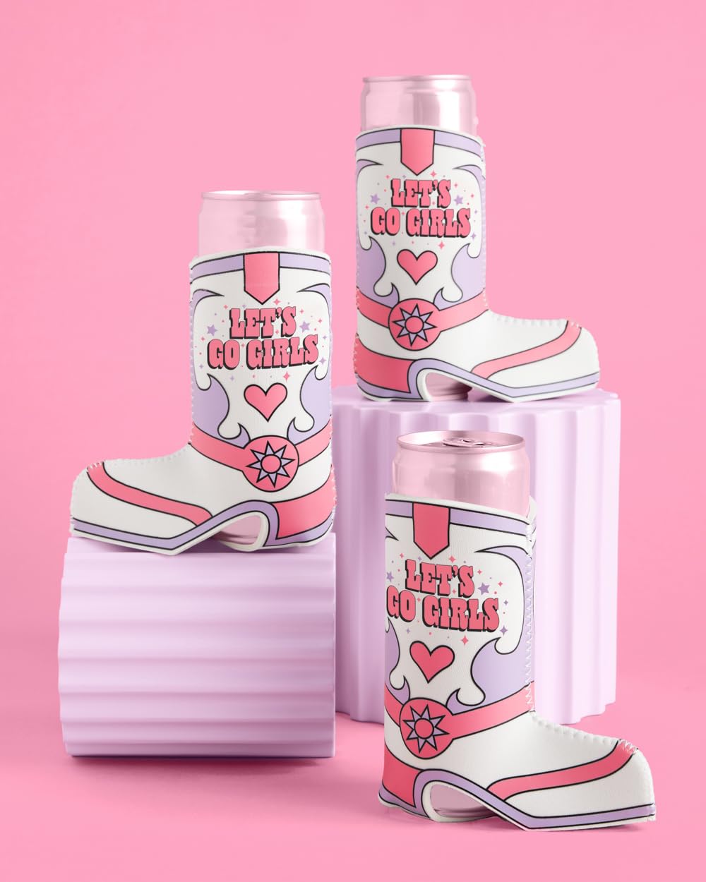 xo, Fetti Let's Go Girls Rodeo Can Holders - 8 Cowboy Boot Slim Drink Sleeves | Last Rodeo Bachelorette, Nashville Birthday Party, Western Cowgirl Favors, 21st Bday Decorations