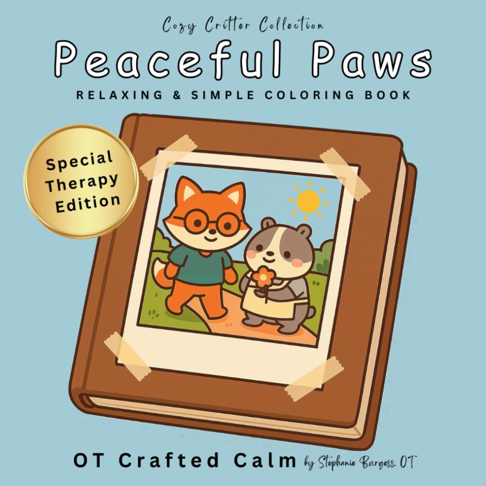 Peaceful Paws: Relaxing Large-Print Coloring Pages for Calm and Comfort (Cozy Critter Collection)