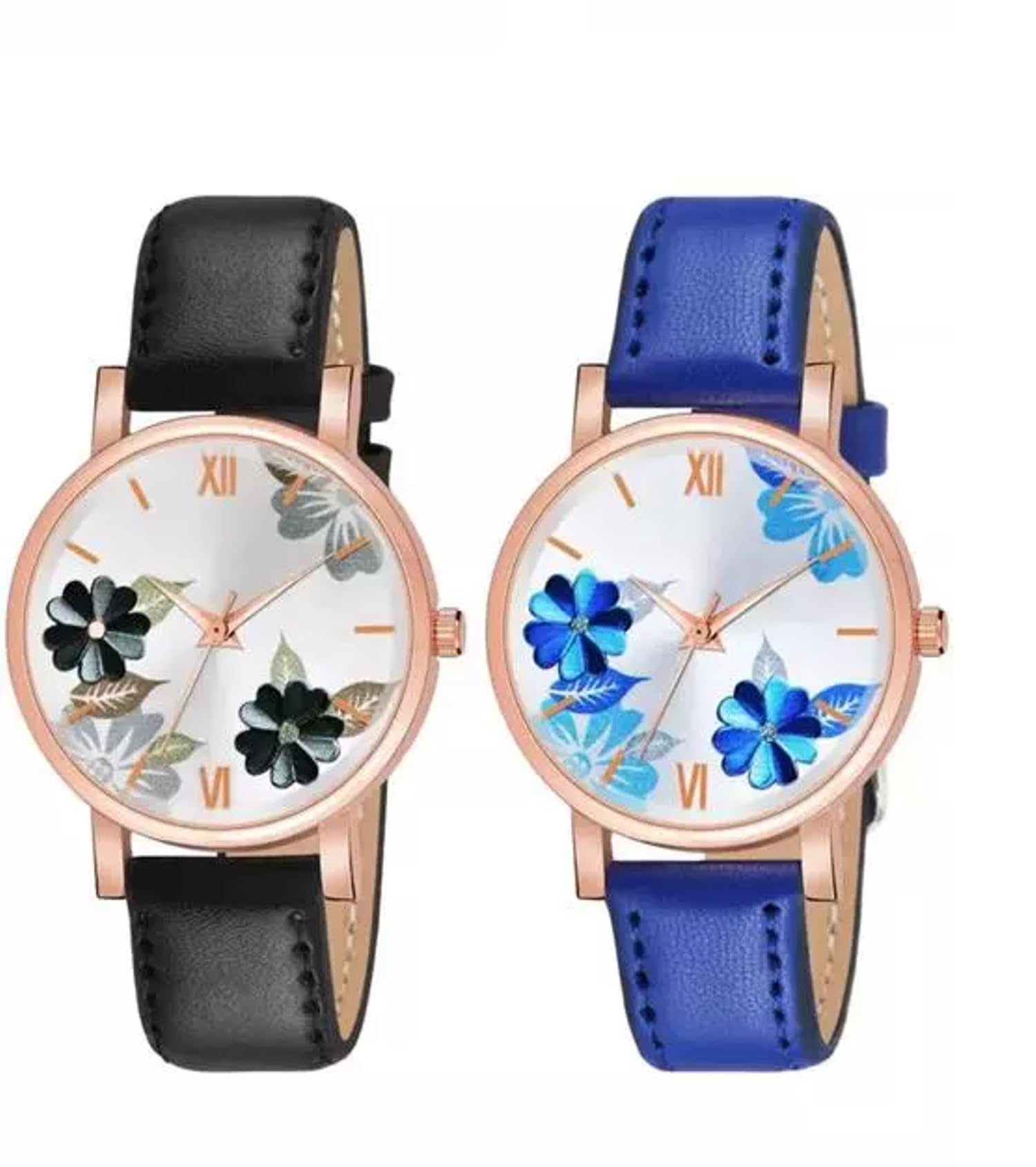 Hibbett Womens Stainless Steel Bezel Claspy Buckle Stainless Steel Case Analogue Wrist Watch-Pack of 2 (A_E_25042041_Black&Blue) (B0C9JQWJPR) Amazon Price History, Amazon Price Tracker