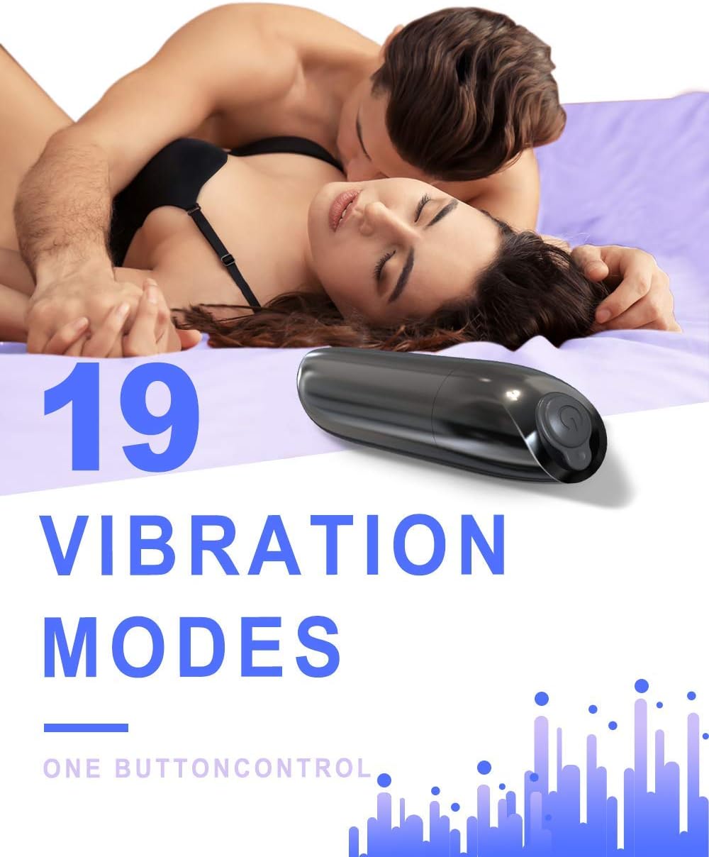 Sexy Slave Bullet Vibrator - Nipple Clit Stimulator with 19 Powerful Speeds for a Quickie Orgasm, Rechargeable & Cordless G-spot Vibrator, Adult Toys for Women and Men,Black