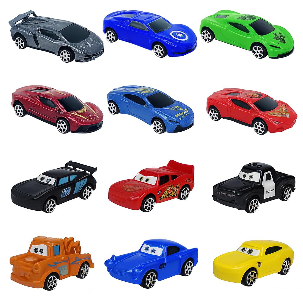 Fitto 12 PCS Mini Cars Toy Set for Kids - Colorful Die-Cast Vehicles, Perfect for Birthday Gifts, Party Favors, Collectible Car Toys, Ideal for Boys and Girls Ages 3+
