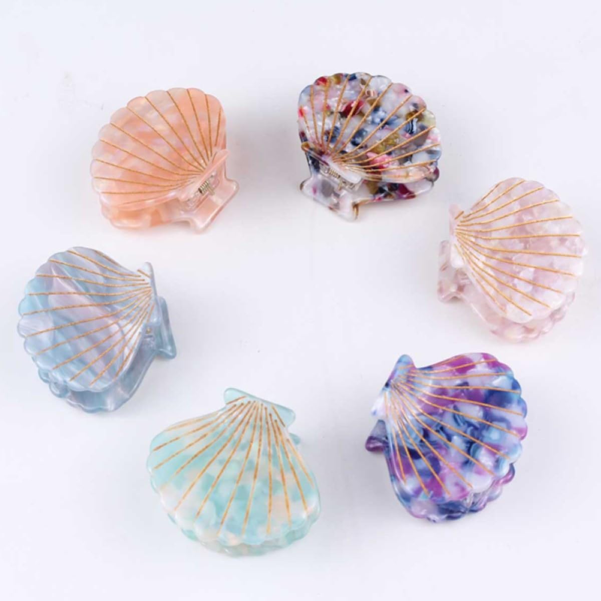 Shell Claw Clip,Acetate Hair Clips,Small Hair Clips for Women,Blue - Image 3