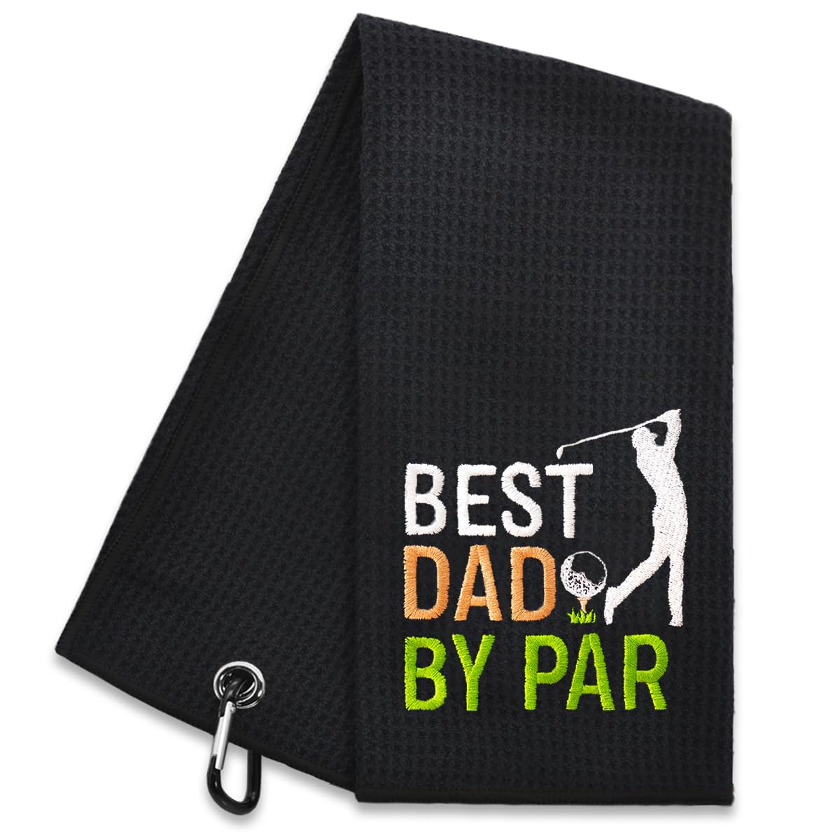 Hafhue Best Dad by Par Embroidered Golf Towel Dad Golf Towel Golfer Accessories for Men Golfs Gifts for
