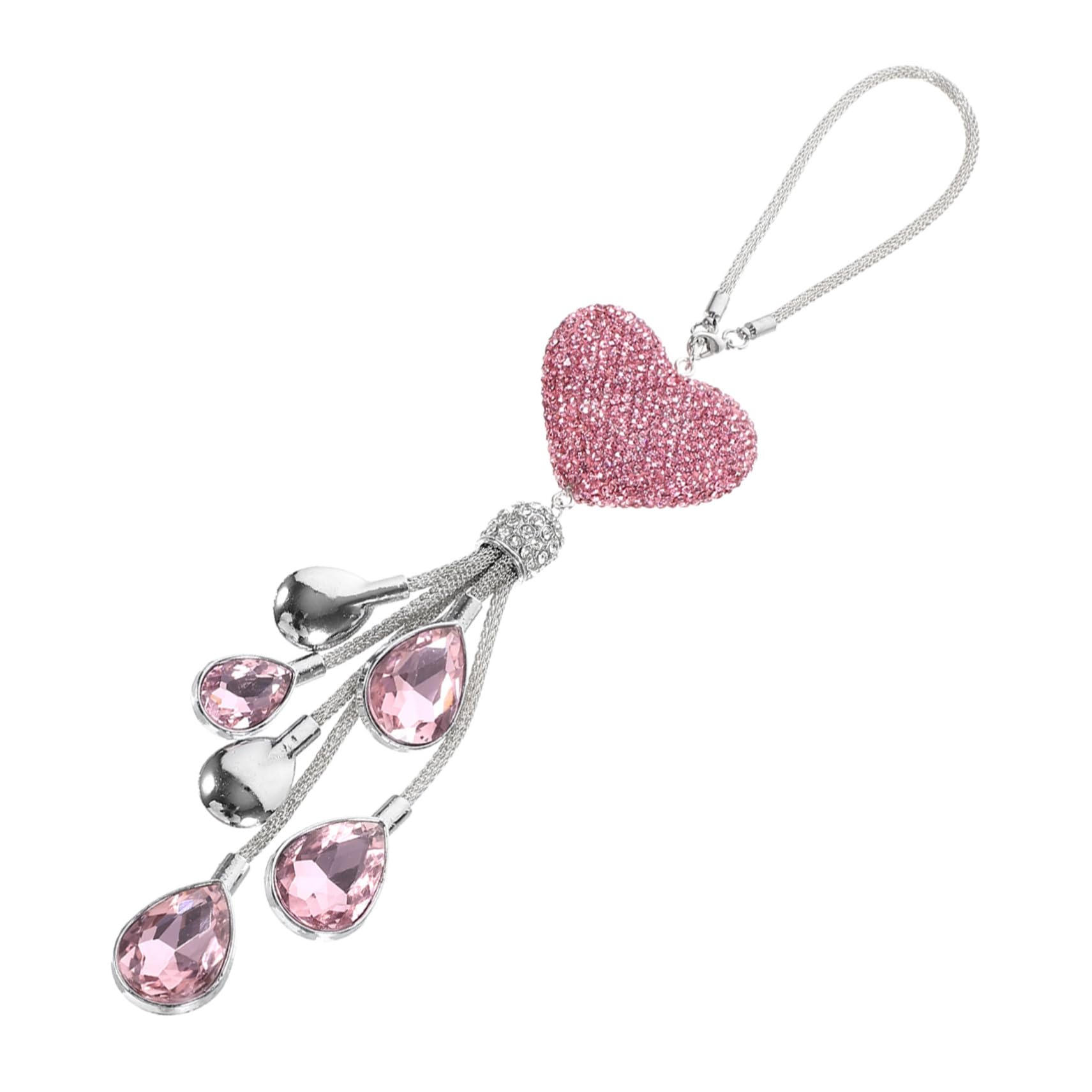 Gatuida 4stücke Car Pendant Herzform Hängedekoration Für Auto Rückspiegel Glänzendes Accessoire Für Damen Stilvolle Autoinnenraumdekoration Kristallanhänger