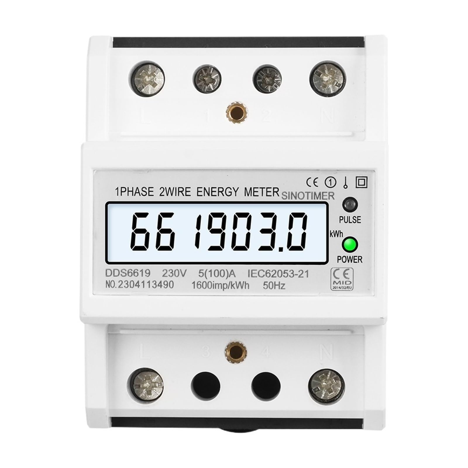 Single Phase Electronic Energy Meter AC 220V 100A 50HZ kWh Counter Consumption Din Rail Analog Electricity Wattmeter