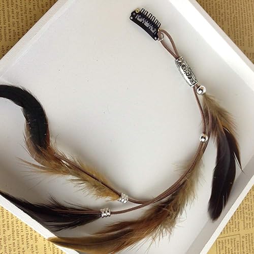 Miniatura 4 de Diadema de plumas hippie indio bohemio con borlas, tocado bohemio para mujeres y niñas, diadema para el cabello, bandas para el cabello, decoración