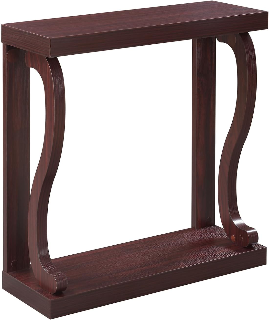 HomeStock Antique Console Table, Elegant Design with Curved Sides and Rich Woodgrain Finish - Perfect for Displaying Collectibles, 31.5" x 11.75" x 34"