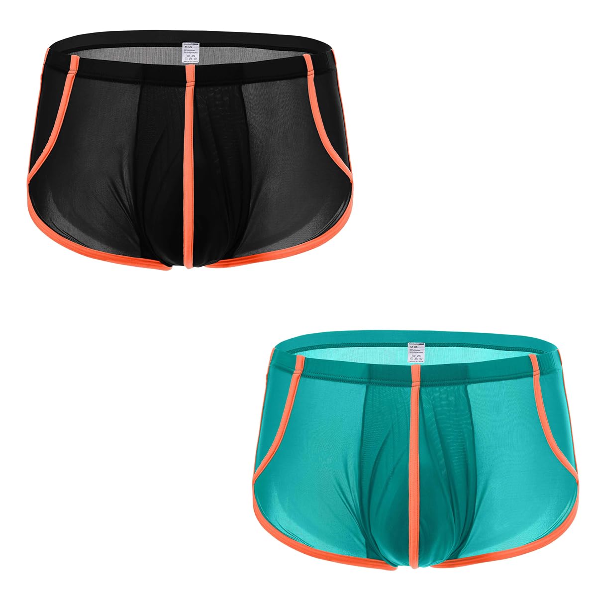 HASWECHYS Mens Sexy Mesh Underwear Ice Silk See Through Boxer Briefs Sheer Trunks Thin Bulge Pouch