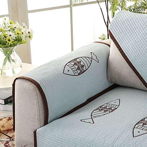 Cotton Embroidered Sofa Slipcover,Non-Slip Quilted Sofa Furniture Protectors For Pets And Kids Backing And Armrest Sold Separately Sectional Sofa Throw Cover Pad-B 43X94Inch(110X240Cm) #TOP1