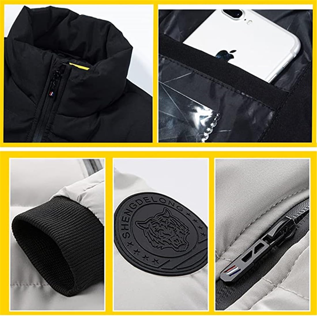 Hombre Moda Parka, Invierno Abrigos para Hombre, London Abrigo, BOS Logo, Chaqueta Zip Casual Jacket, Winter Warm Jacket Outdoor, Unisex Chaqueta Antiviento, S-XXXL