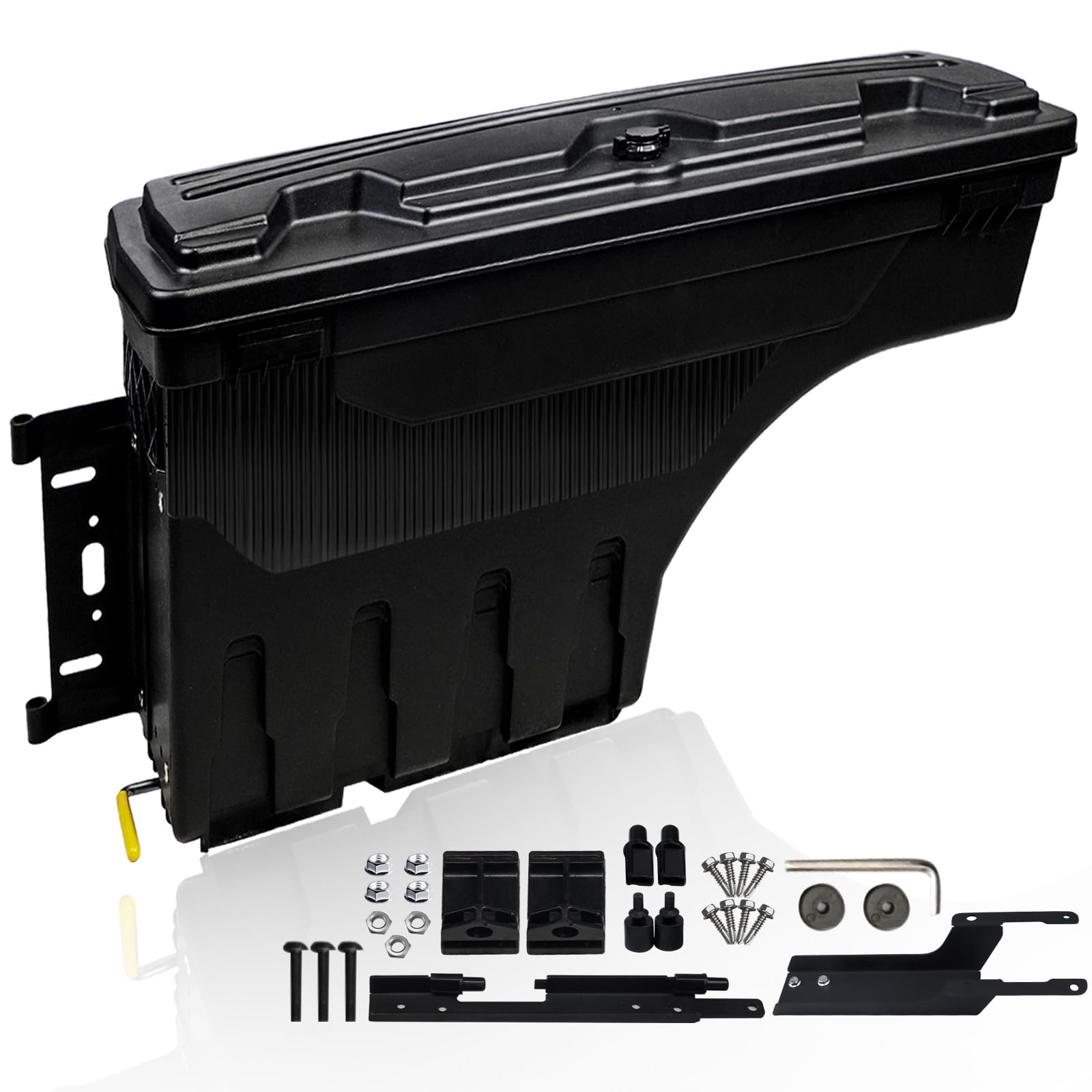 Htostar Racing Truck Bed Storage Tool Box Compatible with Ford F-150 2015-2021 Lockable Waterproof and Durable Truck Bed Storage Toolbox Swing Case Driver Side Black