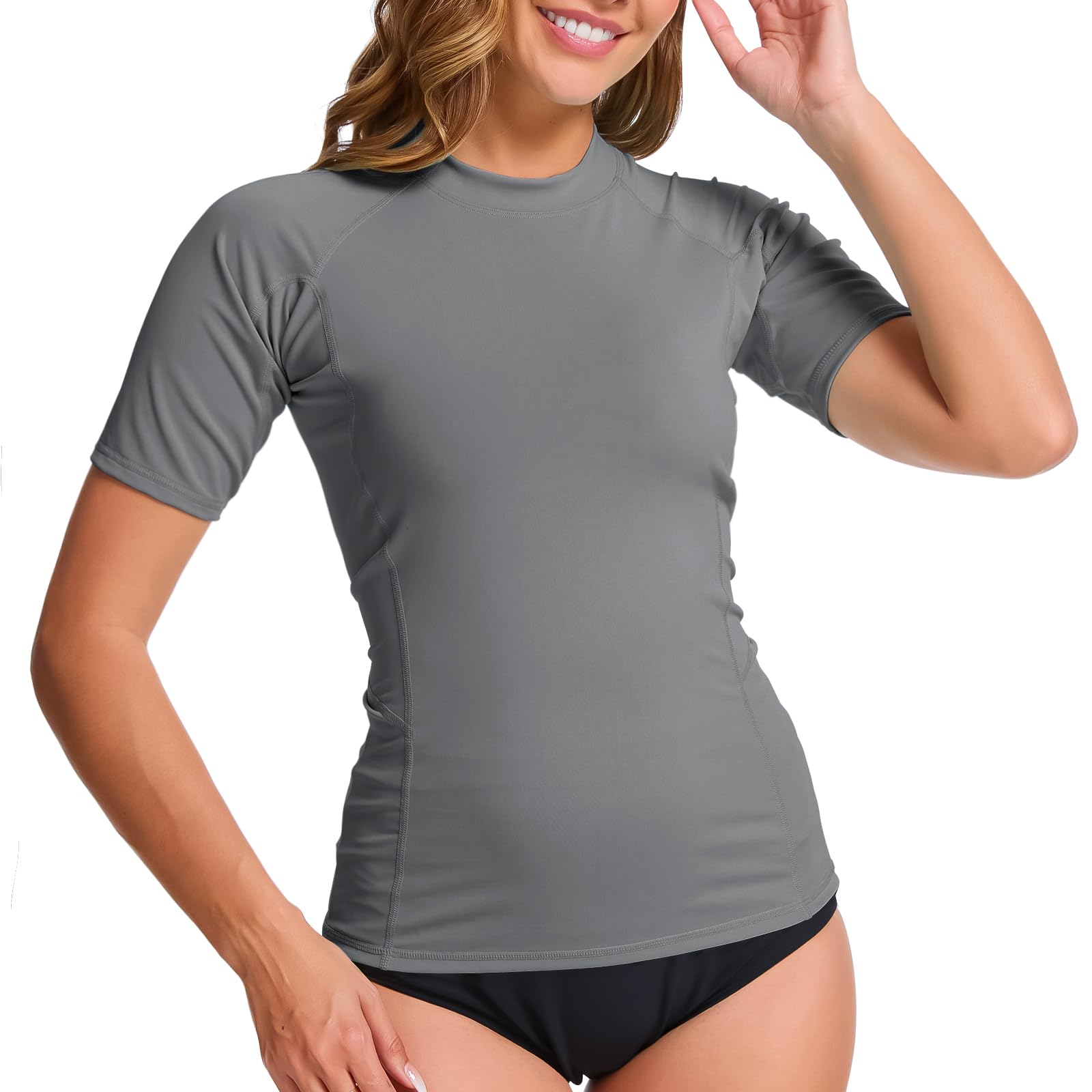 MEETWEE kurz & Langarm Damen Surf Rash Guard Sonnenschutz Badeanzug UV-Schutz Shirt UPF 50+ Kurzarm Badeoberteil Schnell trocknendes Schwimm-Sonnenschutzshirt für Wassersport