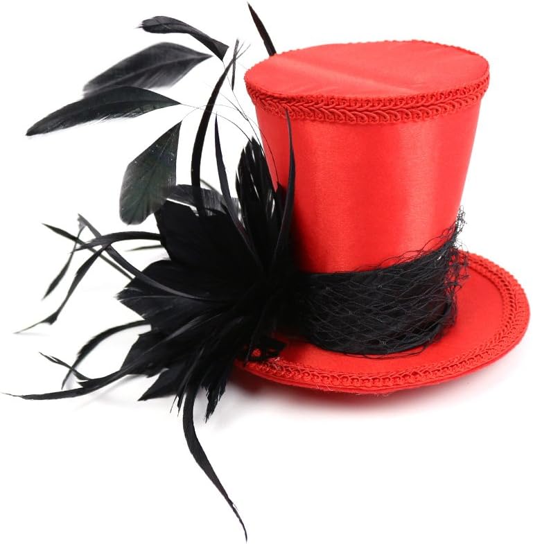 Women Mini Top Hat with Feather - Image 5