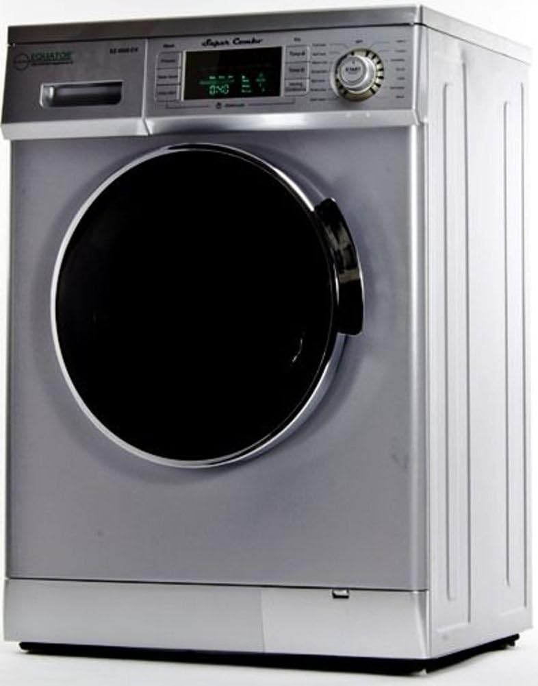 Equator EZ 4000 CV S Combo Washer-Dryer, Silver, 13 lbs Net Capacity, 16" Door Diameter, 180 degree Swing, 14 Programs, Stainless Steel Drum, Automatic Additive Dispenser, Child Lock