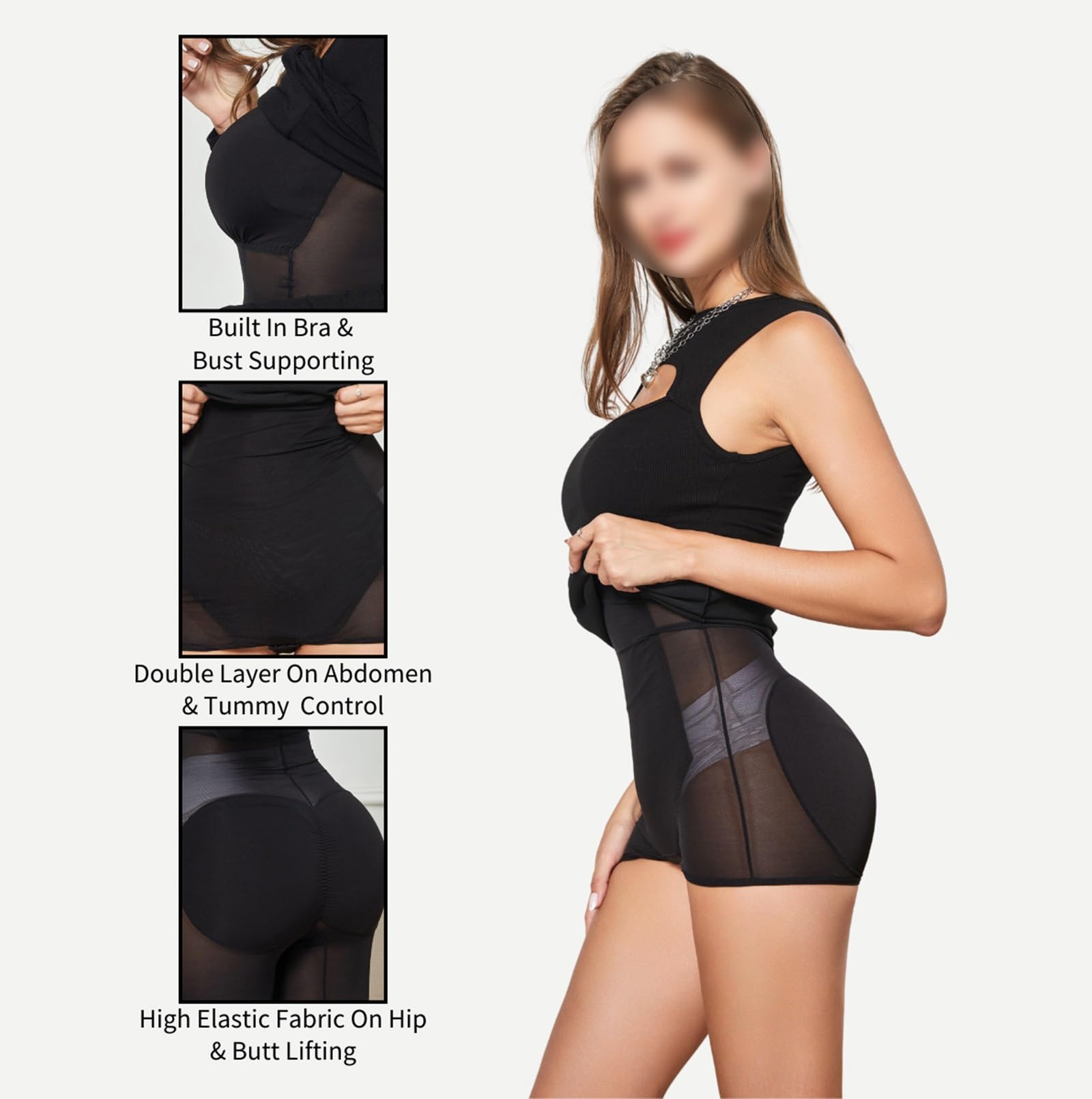 HLTYGWX Vestido Moldeador para Mujer, Vestido Camisero con Control de Barriga y Cuerpo Completo