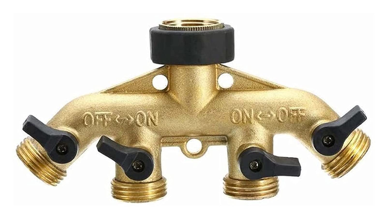 Splitter de la Manguera de latón de 4 vías, colector del Grifo de la Manguera de latón de 3/4 ", Conector Adaptador de Manguera de jardín para riego de riego de jardín