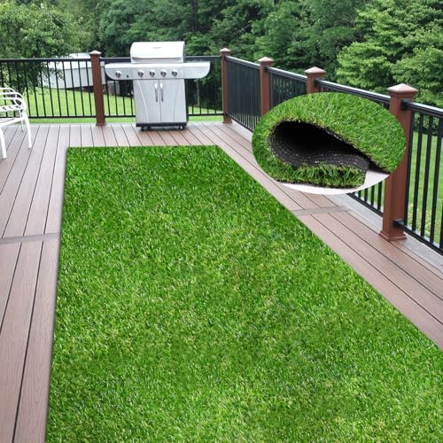 Weidear Artificial Grass 4 ft x 6 ft, 0.8 inch Fake Grass Mat, 4 Tones Synthetic Turf Rug, Indoor Outdoor Turf Grass for Dogs Pets/Patio Lawn Landscape Garden, Customized Sizes