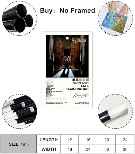 Miniatura 2 de Póster de registro tardío  Póster limitado de Kanye West en lienzo, póster de decoración de pared, pinturas para sala de estar, dormitorio,
