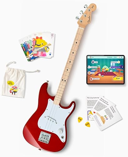 Miniatura 7 de Fender x Loog - Guitarra eléctrica Stratocaster de 3 cuerdas para niños, kit para principiantes de 3 cuerdas (Negro)