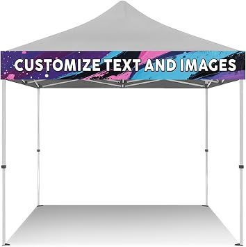 Custom Tent Banner and Valance with Logo Signs for Tent,Personalized Canopy Banners for Business Vendors,Full Color Printing Fits most of 10x10 Pop-up Tent