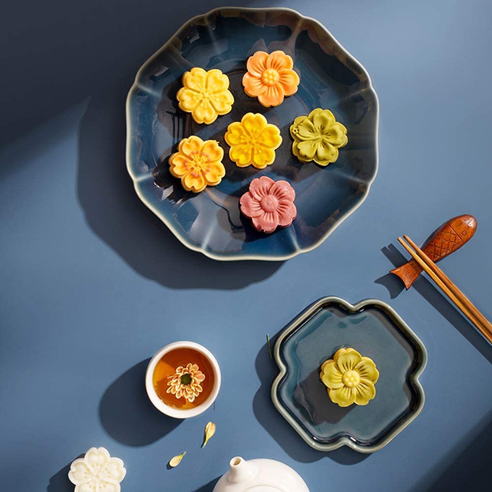 ATETO Moon Cake Mold Pretty Patterns Cookie Moon Cake Molder Hand Pressure Moon Cake Mould for Mid Autumn Festival Flower Mooncake Mold(Pack of 1) Multicolor 1