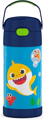 Miniatura 2 de THERMOS FUNTAINER Baby Shark - Botella de acero inoxidable con aislamiento al vacío para niños de 12 onzas y 10 onzas