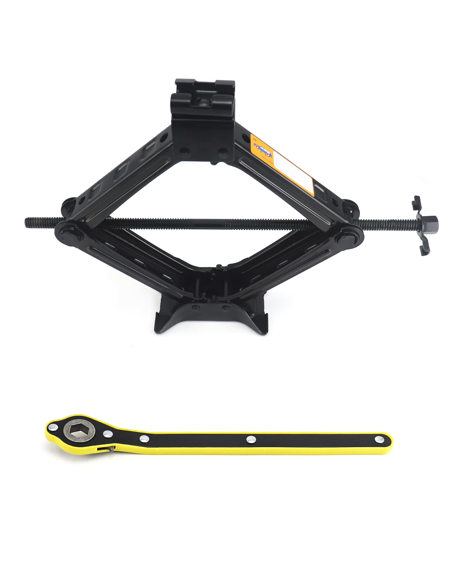 QWORK® Cric a forbice 2T, cric per auto, altezza max 390 mm, con manovella