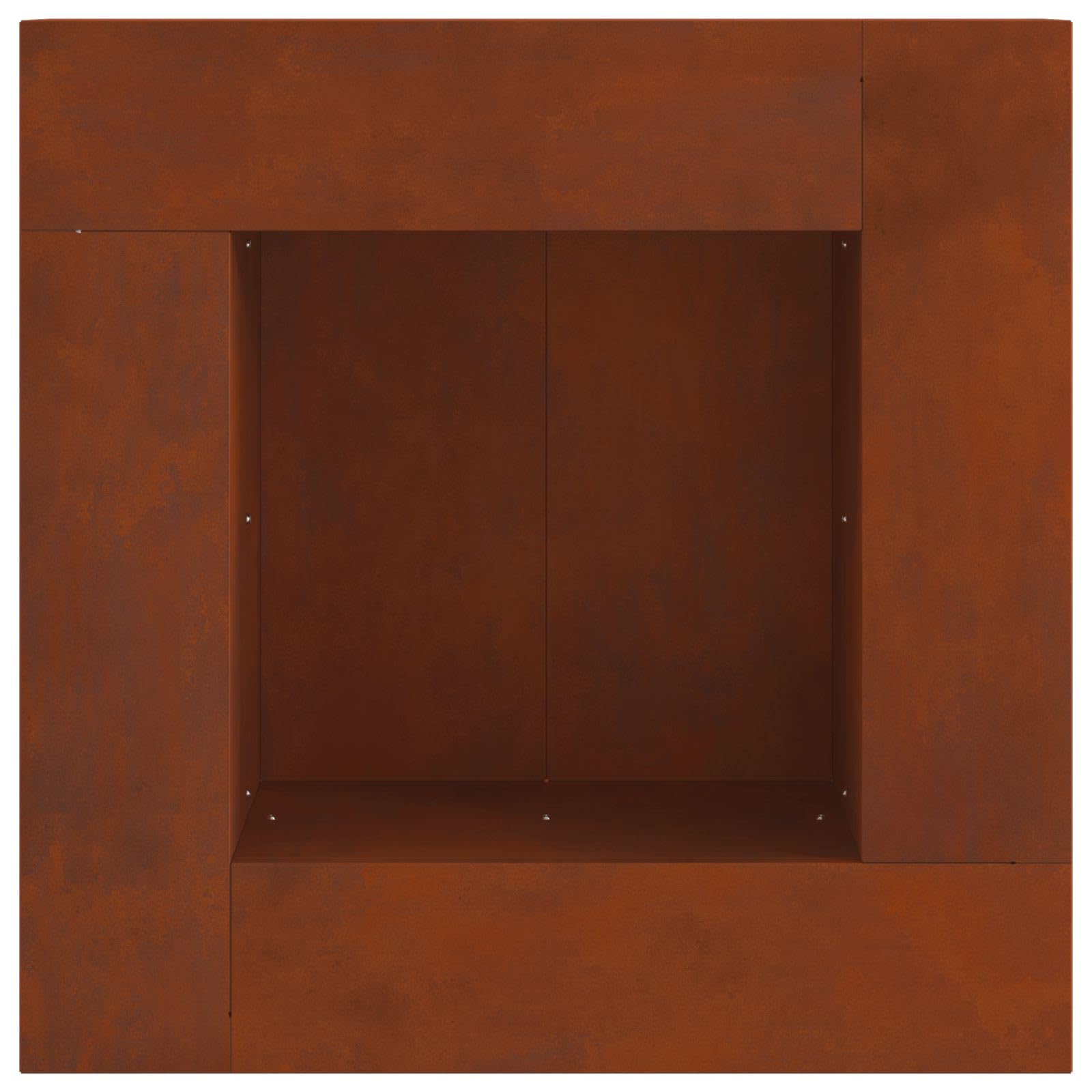 Palenisko brązowe z odpornej na warunki atmosferyczne stali, 60 x 60 x 30 cm, kwadratowe, do ogrodu, na taras i na zewnątrz, odporne na wysokie temperatury wzornictwo i przytulna atmosfera
